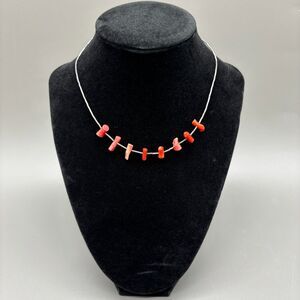 Vintage Native Style Branch Coral Necklace Liquid Silver Tubes Southwestern 15"